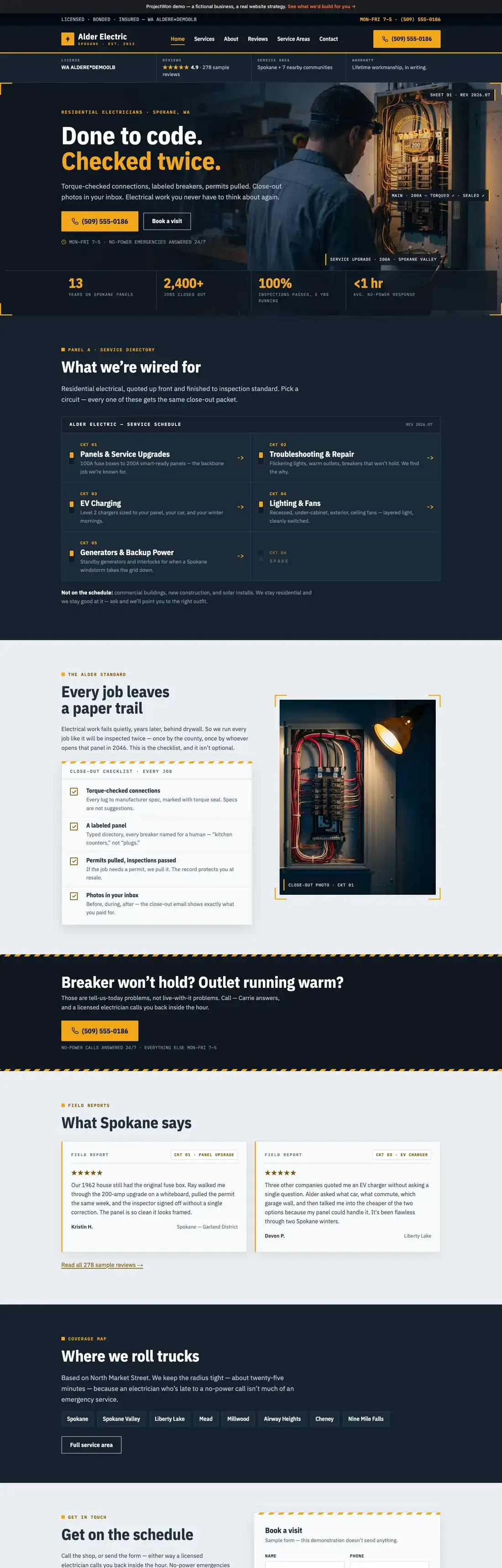 Alder Electric website — full page