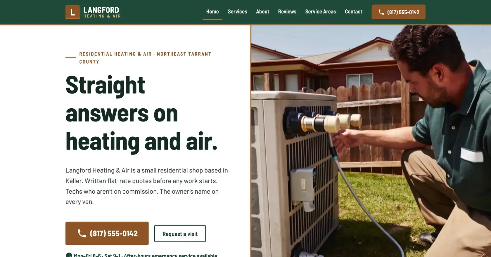Modern rebuilt website for Langford Heating & Air