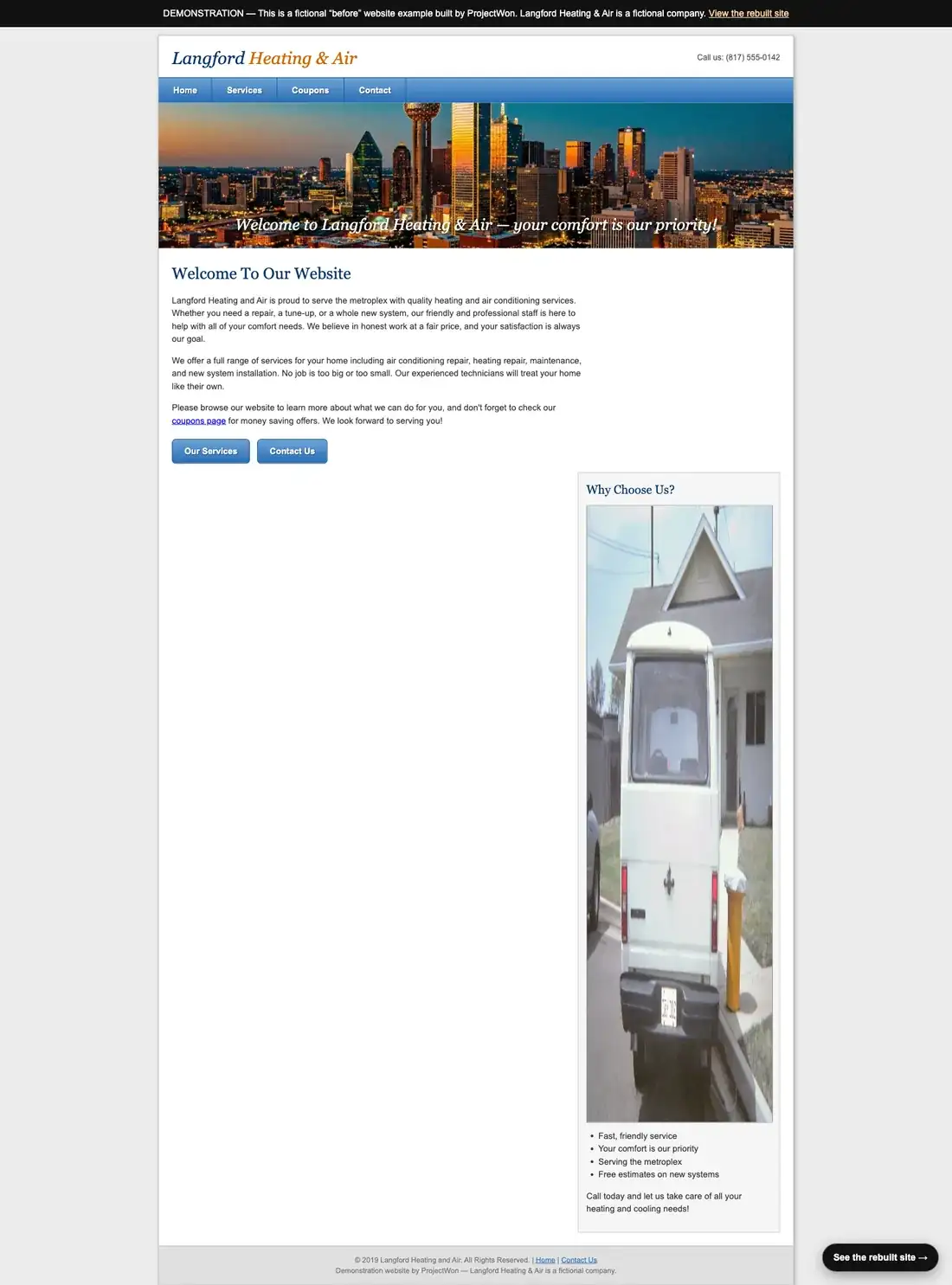 Langford Heating & Air, the 2013 website