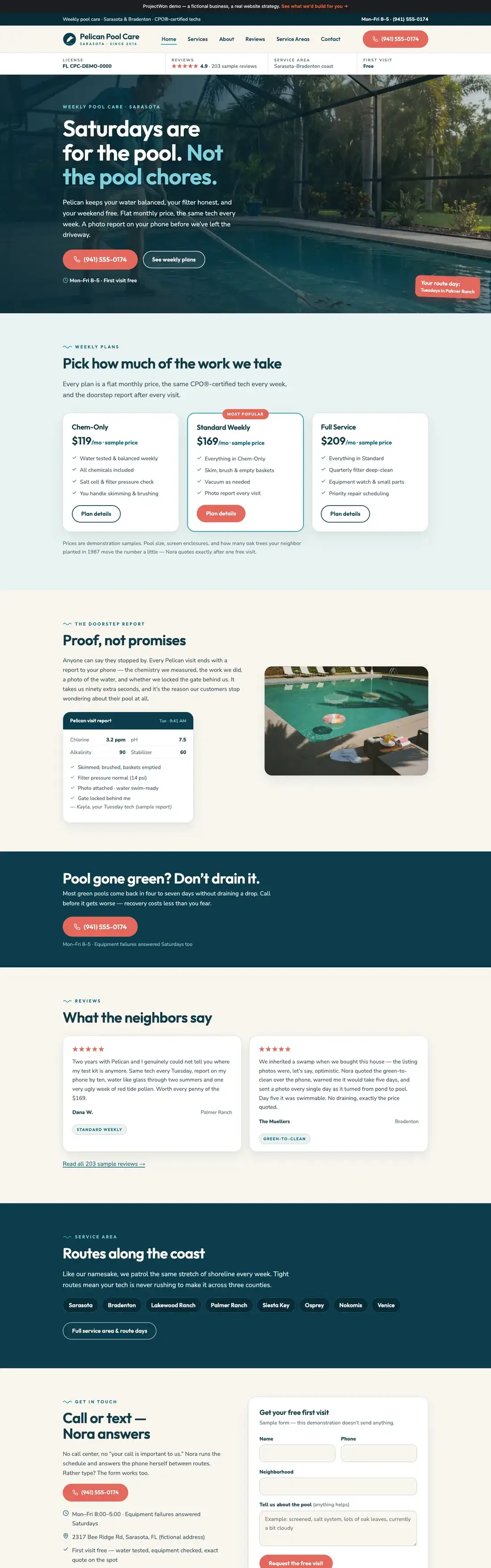Pelican Pool Care website